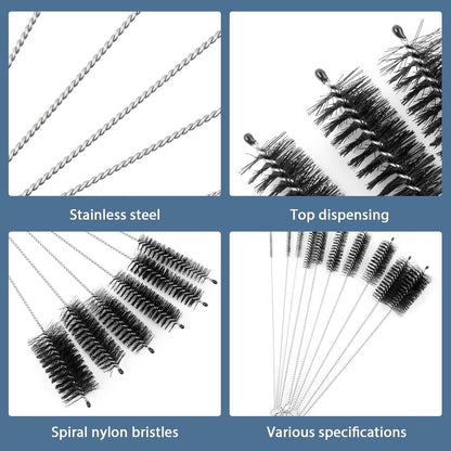 10-Piece Bottle Brush - Cleaning Brush Set - for pipes, keyboards, test tubes, kettle spouts, sinks, bottles V1188-ZXY-10341