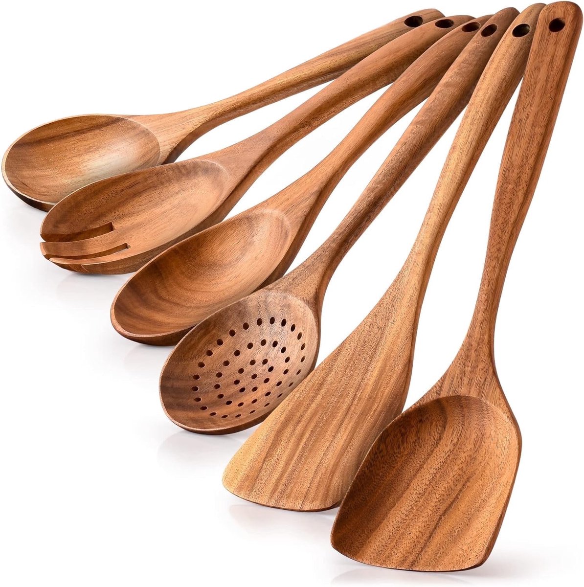 cookware set - 6-piece - Wooden kitchen utensils - Spoon and spatula set - lightweight non-stick cookware V1188-ZXY-10349