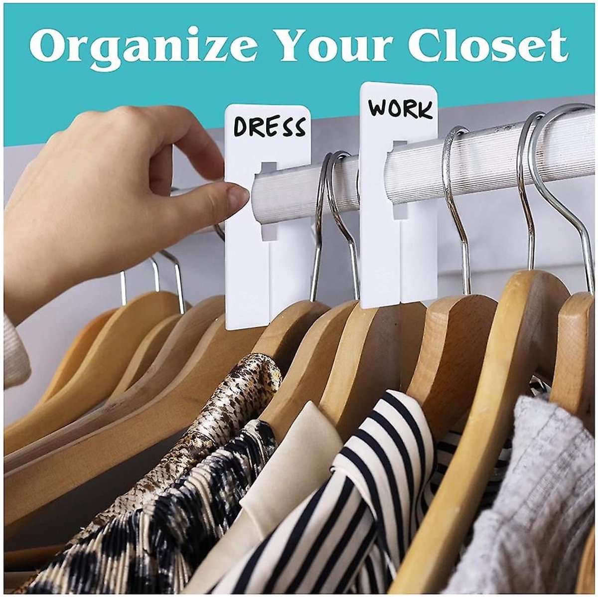 Wardrobe dividers - for hanging clothes - rectangular clothes dividers on racks - white wardrobe 40 pieces V1188-ZXY-10350