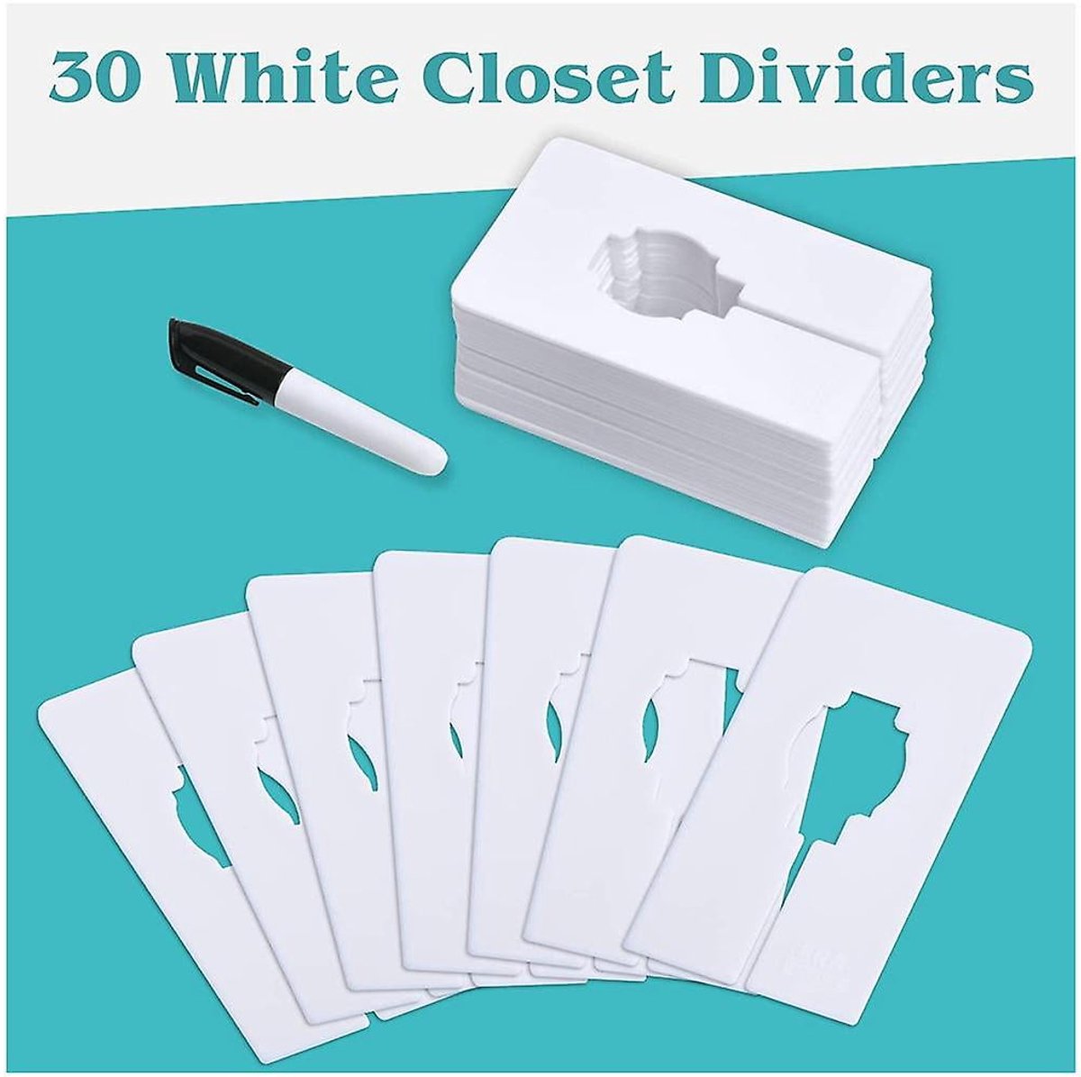 Wardrobe dividers - for hanging clothes - rectangular clothes dividers on racks - white wardrobe 40 pieces V1188-ZXY-10350