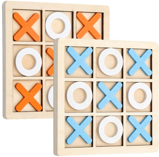 2 Sets Mini XO Chess Board Game Family Kids Puzzle Game Educational Toys - Wooden Board Game Table Toys - for V1188-ZXY-10353