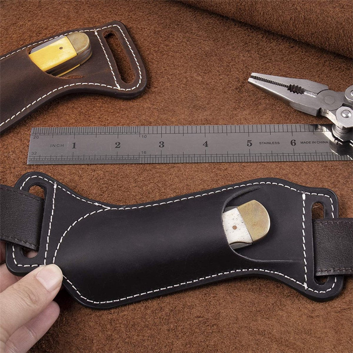 Waist Pack - Belt Holster for Folding Knife - Hip Tool Holster - Waist Pack for 5" Folding Knife - Black V1188-ZXY-10371