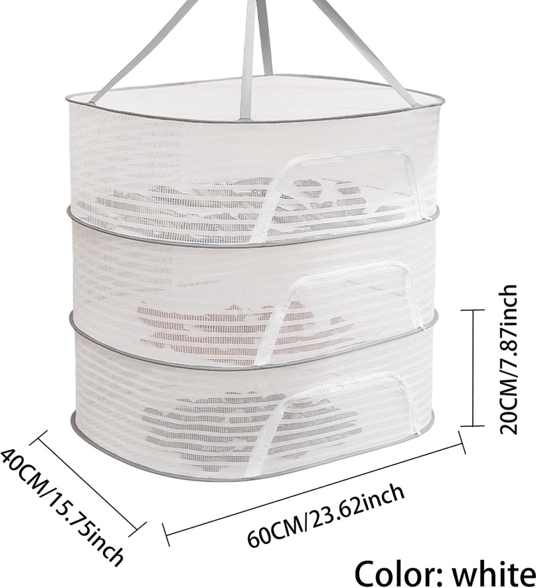 Clothes Drying Rack - Three-Tier Mesh Hanging Drying Rack - Foldable - Zippered - Suitable for drying plants, V1188-ZXY-10374