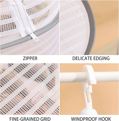Clothes Drying Rack - Three-Tier Mesh Hanging Drying Rack - Foldable - Zippered - Suitable for drying plants, V1188-ZXY-10374