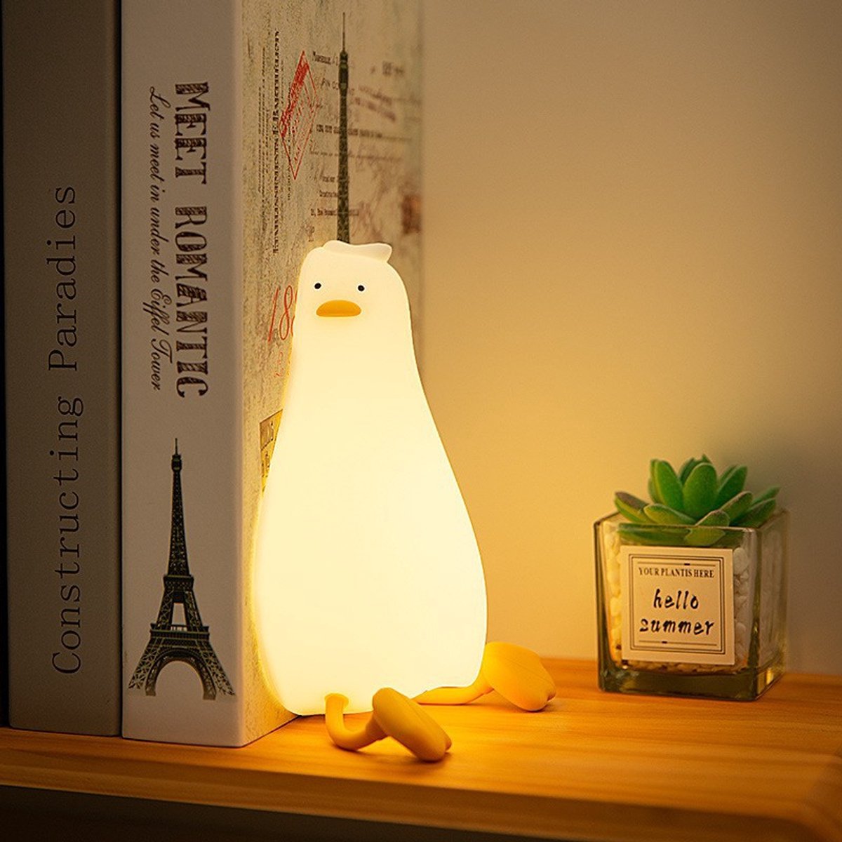 Night Light - Lying Duck Night Light - Pat Light - LED Rotating Duck - Rechargeable Sleeping Companion - V1188-ZXY-10376