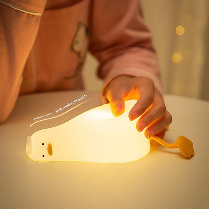 Night Light - Lying Duck Night Light - Pat Light - LED Rotating Duck - Rechargeable Sleeping Companion - V1188-ZXY-10376
