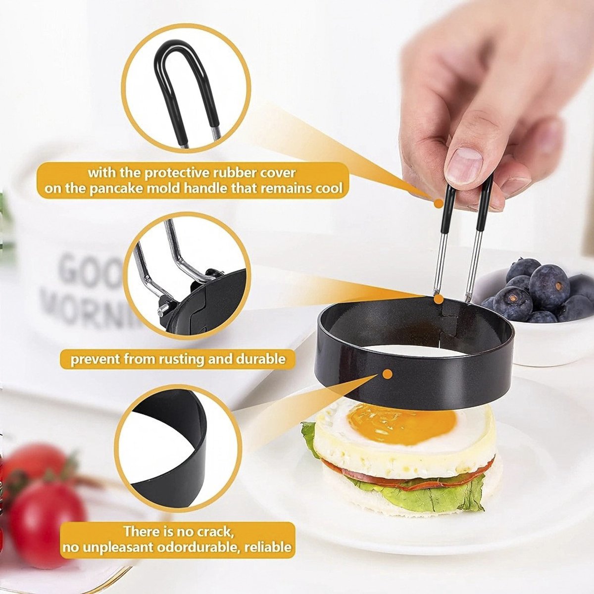 Four-Piece Round Egg Frying Set - Non-Stick Egg Rings - Egg Molds - Spring Roll Molds - Non-Stick Egg Rings - V1188-ZXY-10378