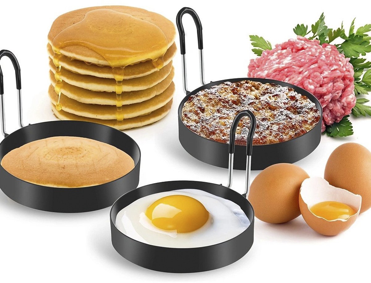 Four-Piece Round Egg Frying Set - Non-Stick Egg Rings - Egg Molds - Spring Roll Molds - Non-Stick Egg Rings - V1188-ZXY-10378