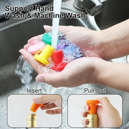 7 Wine Bottle Stoppers - Reusable - 7 Colors - Silicone Stoppers, Inner Diameter 1.7-2 cm - Wine Bottle V1188-ZXY-10380