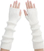 Arm Sleeves - Women's Long Fingerless - Knitted Y2K Arm Sleeves - (Vit) V1188-ZXY-10381
