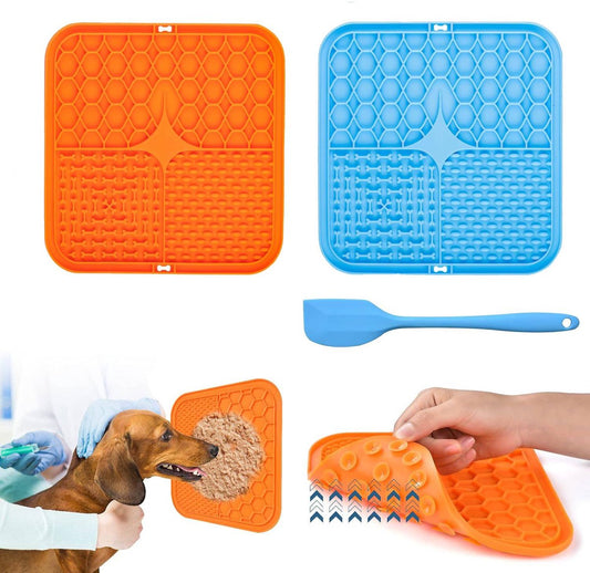 2-Pack Dog Lick Mats with Suction Cups - BPA-Free Slow Feeder Dog Lick Mats - Comes with 1 silicone scraper - V1188-ZXY-10383