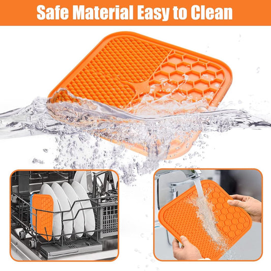 2-Pack Dog Lick Mats with Suction Cups - BPA-Free Slow Feeder Dog Lick Mats - Comes with 1 silicone scraper - V1188-ZXY-10383