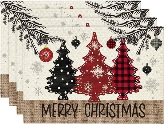 Placemats - Set of 4 - Christmas placemats - Table mats - Coasters - Christmas decorative placemats - 46x31cm V1188-ZXY-10395