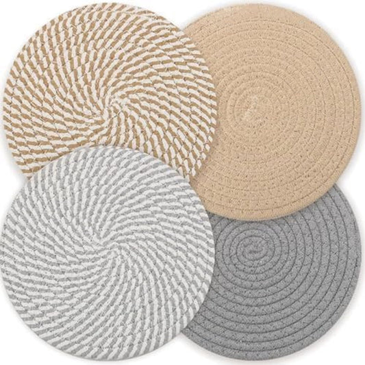 Placemats - Set of 4 - 20cm Placemats - Round Placemats - Heat Resistant Coasters - Washable - Suitable for V1188-ZXY-10396