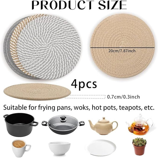 Placemats - Set of 4 - 20cm Placemats - Round Placemats - Heat Resistant Coasters - Washable - Suitable for V1188-ZXY-10396