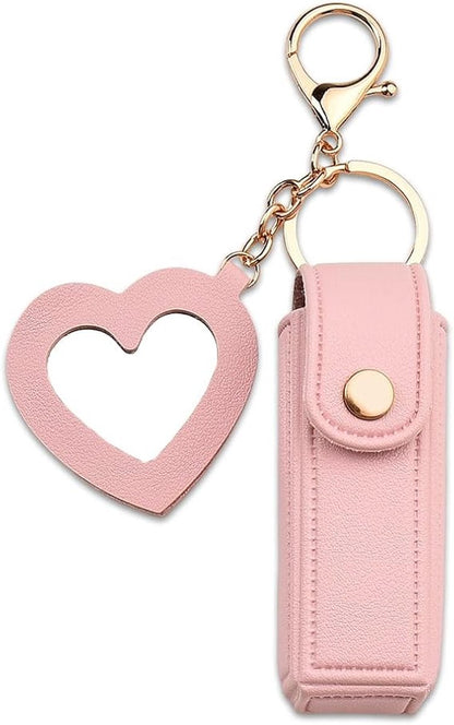 Lipstick Holder - with Mirror - Storage Box - Key Ring - Suitable for Car Keys, Lipstick Organizer (Pink) V1188-ZXY-10401
