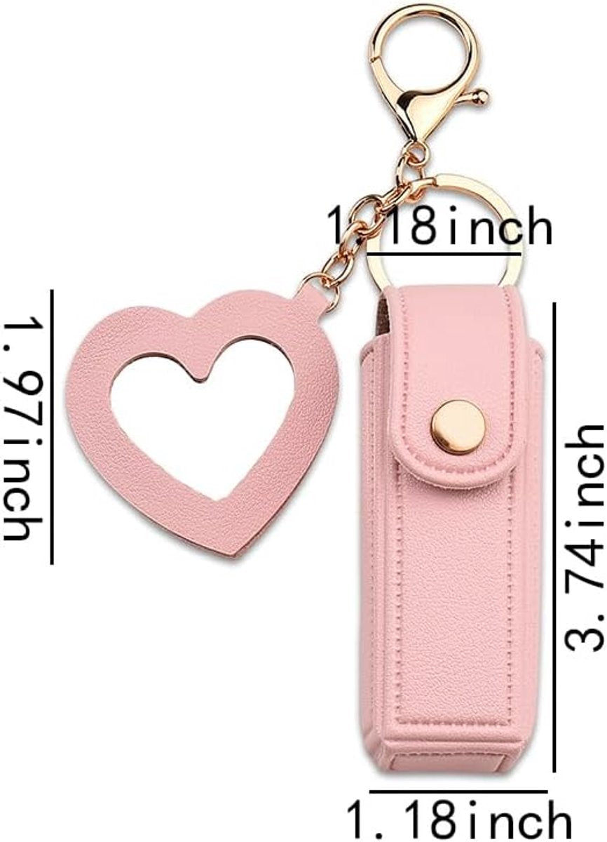 Lipstick Holder - with Mirror - Storage Box - Key Ring - Suitable for Car Keys, Lipstick Organizer (Pink) V1188-ZXY-10401