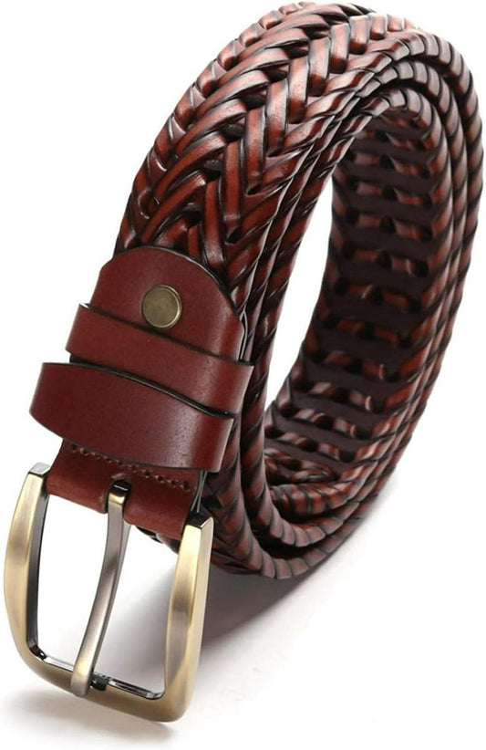 Men's Belts - Women's Belts - Casual Belts Made of Genuine Leather - Durable - Mesh Weave Design - Ideal for V1188-ZXY-10404