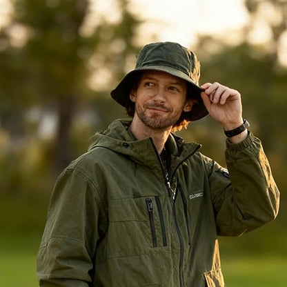 Hat - Sun Hat - Outdoor Jungle Hat - Foldable Bucket Hat - Rain Hat - Unisex - With Removable Chin Strap - V1188-ZXY-10408