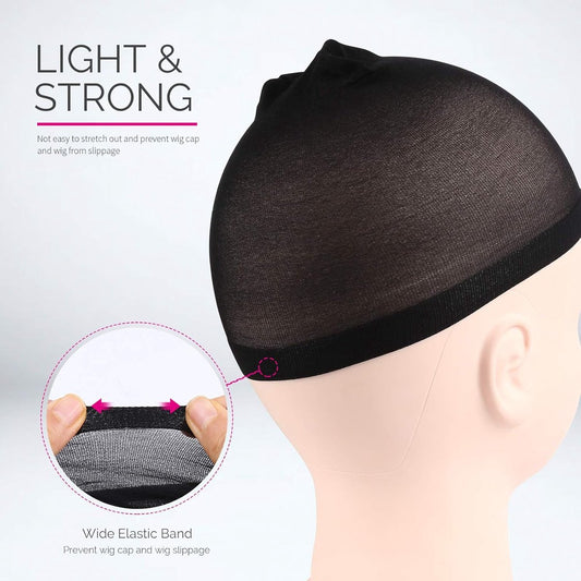 6-Pack Wig Caps - Black Elastic Wig Caps - Suitable for women, girls and children. V1188-ZXY-10411