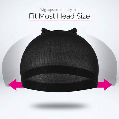 6-Pack Wig Caps - Black Elastic Wig Caps - Suitable for women, girls and children. V1188-ZXY-10411