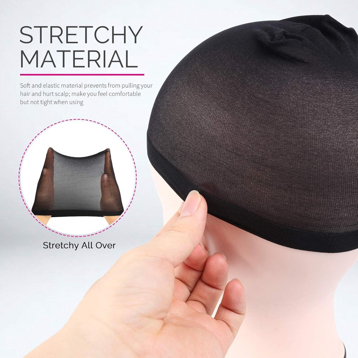 6-Pack Wig Caps - Black Elastic Wig Caps - Suitable for women, girls and children. V1188-ZXY-10411