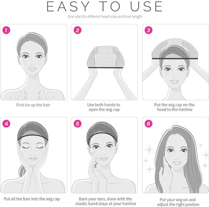 6-Pack Wig Caps - Black Elastic Wig Caps - Suitable for women, girls and children. V1188-ZXY-10411