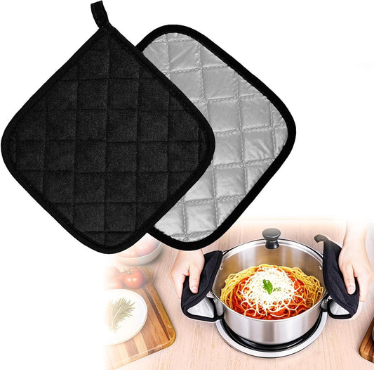 Set of 2 heat insulation mats - thickened - heat insulation mat - anti-scalding - microwave gloves - silver V1188-ZXY-10432