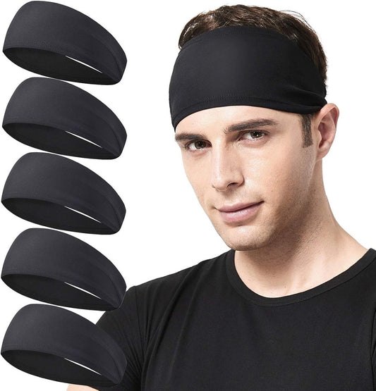 5-Pack Running Headbands for Men - Sports Headbands for Men, Sweat-Wicking - Suitable for Running, Cycling, V1188-ZXY-10436