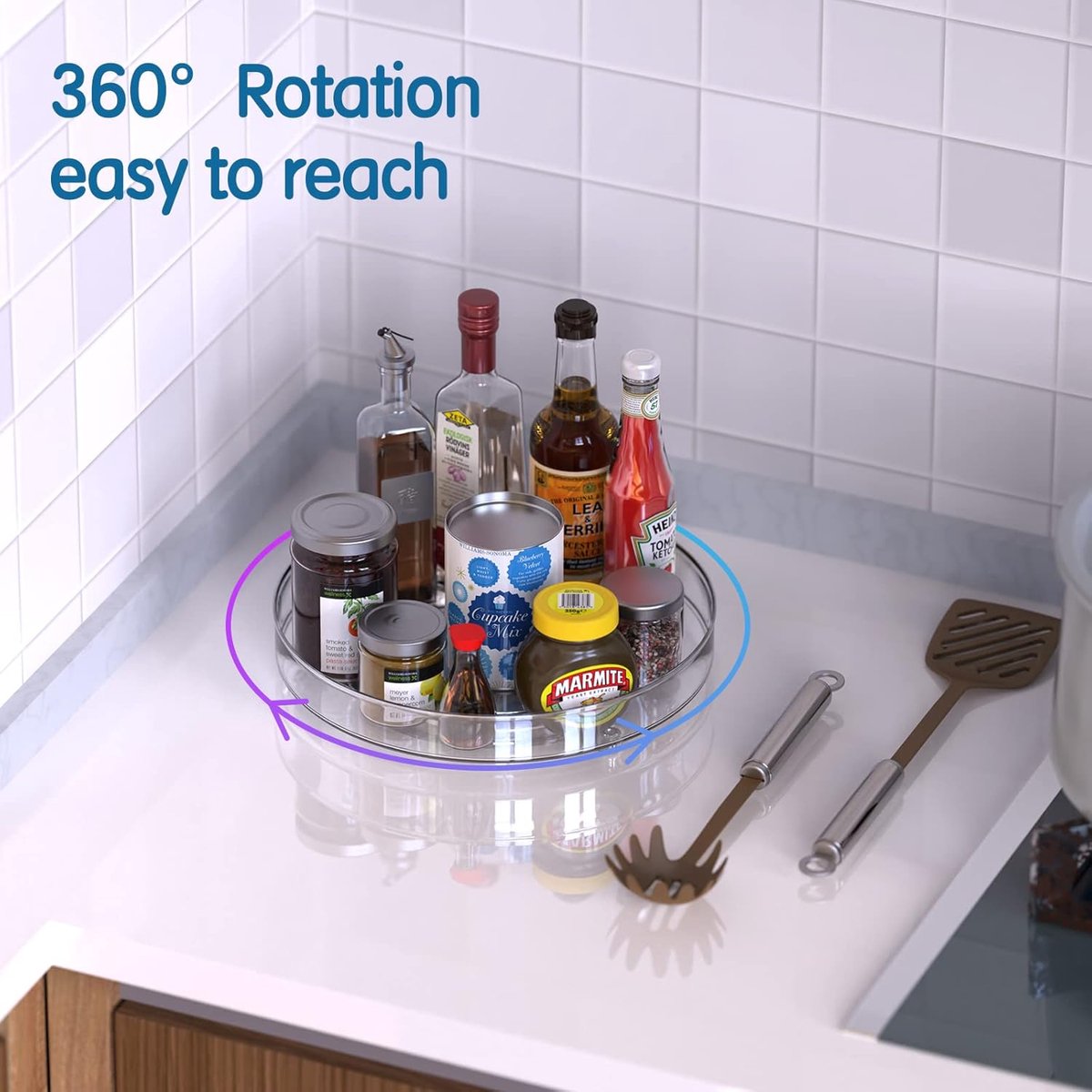 Set of two rotating storage racks (27+23.5 cm) - Rotating spice rack, rotating rack for refrigerator cabinet, V1188-ZXY-10440