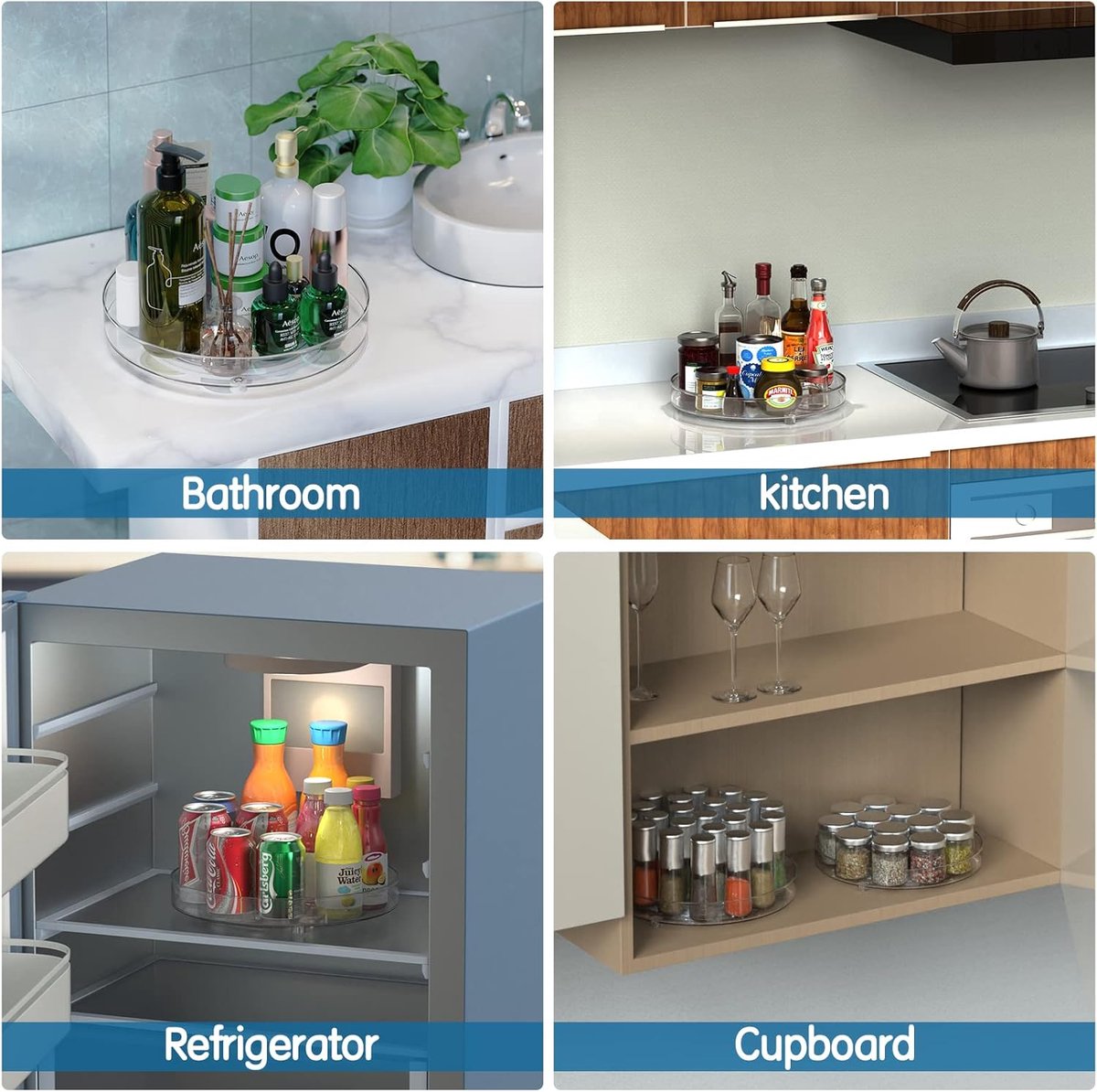 Set of two rotating storage racks (27+23.5 cm) - Rotating spice rack, rotating rack for refrigerator cabinet, V1188-ZXY-10440