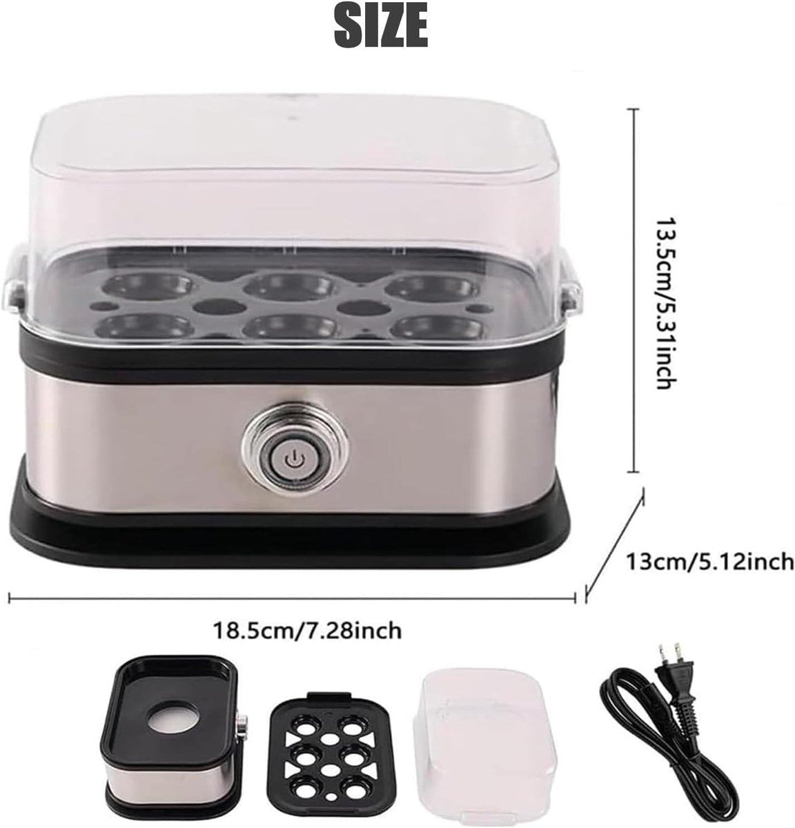 Electric Egg Boiler - Egg Boiler 6 Eggs - Made of Stainless Steel - Intelligent Steamer with Automatic V1188-ZXY-10441