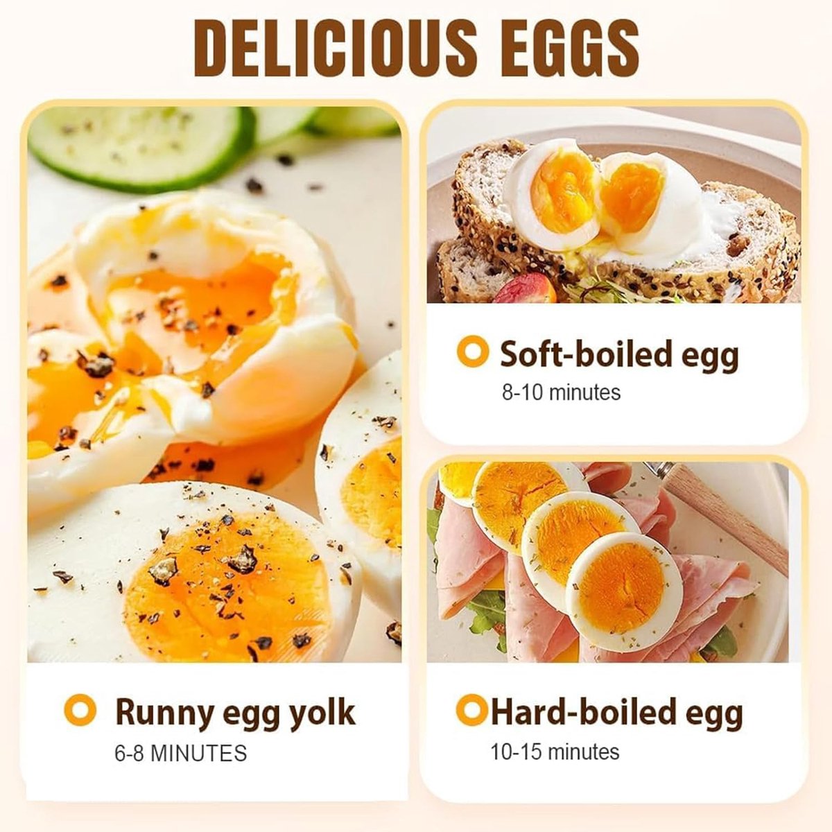 Electric Egg Boiler - Egg Boiler 6 Eggs - Made of Stainless Steel - Intelligent Steamer with Automatic V1188-ZXY-10441