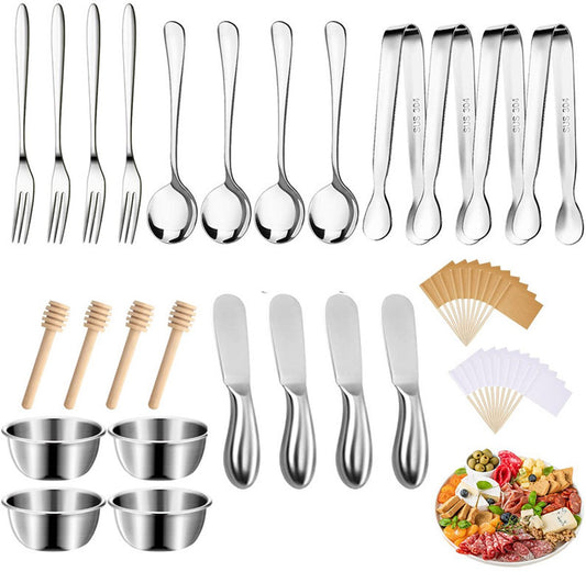 cutlery set - 44-piece set - cheese knife | pastry forks | oval coffee spoons | kitchen tongs & serving tongs V1188-ZXY-10443