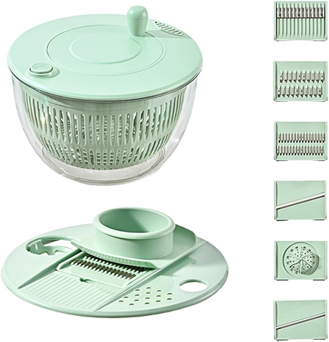 2-in-1 Double Decker Vegetable Dryer - Fruit Salad Drainer - Six Replaceable Blades - Salad Dryer - Double V1188-ZXY-10452
