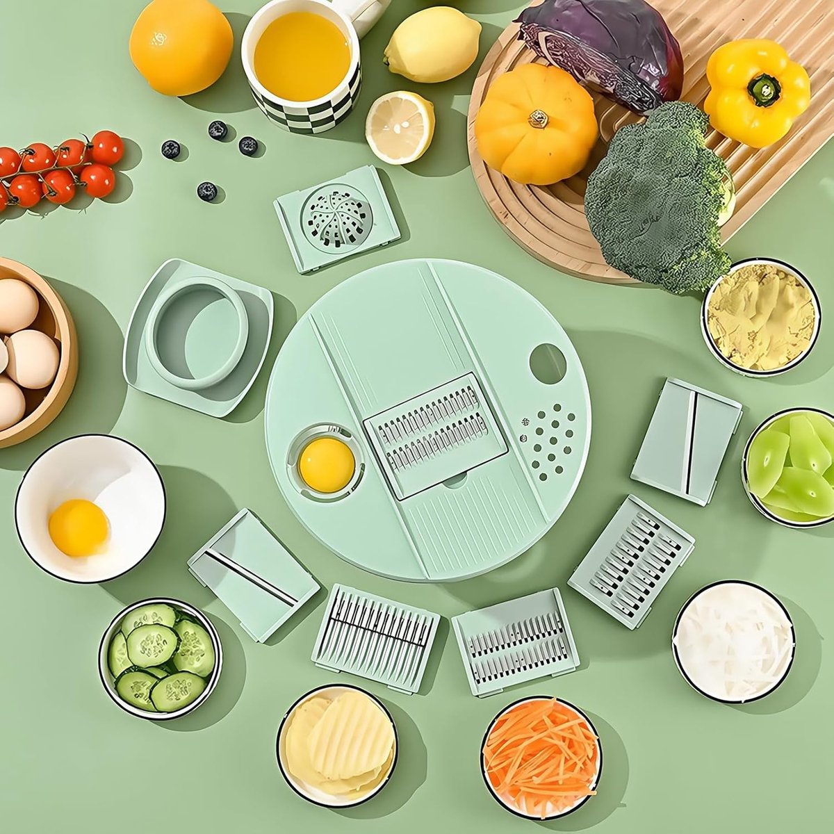 2-in-1 Double Decker Vegetable Dryer - Fruit Salad Drainer - Six Replaceable Blades - Salad Dryer - Double V1188-ZXY-10452