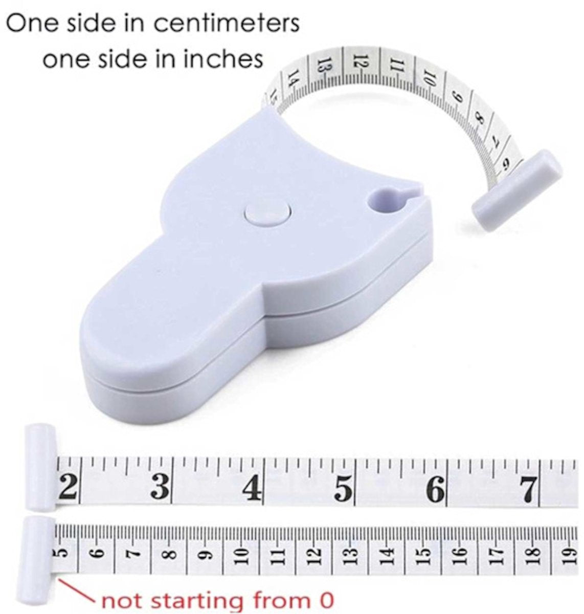Measuring tape - for clothing and body measurements - centimeters and inches - white V1188-ZXY-10469