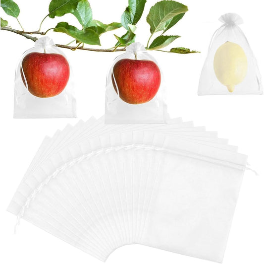 Garden Tools - 20 Items - Fruit Protection Bags - White Fruit Protection Bags with Drawstring - Garden Net V1188-ZXY-10470