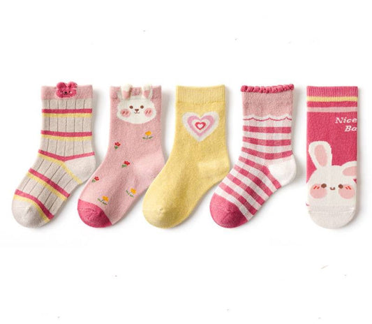 5 pairs of children's socks - Short socks for boys and girls, cotton, suitable for medium to large children - V1188-ZXY-10471