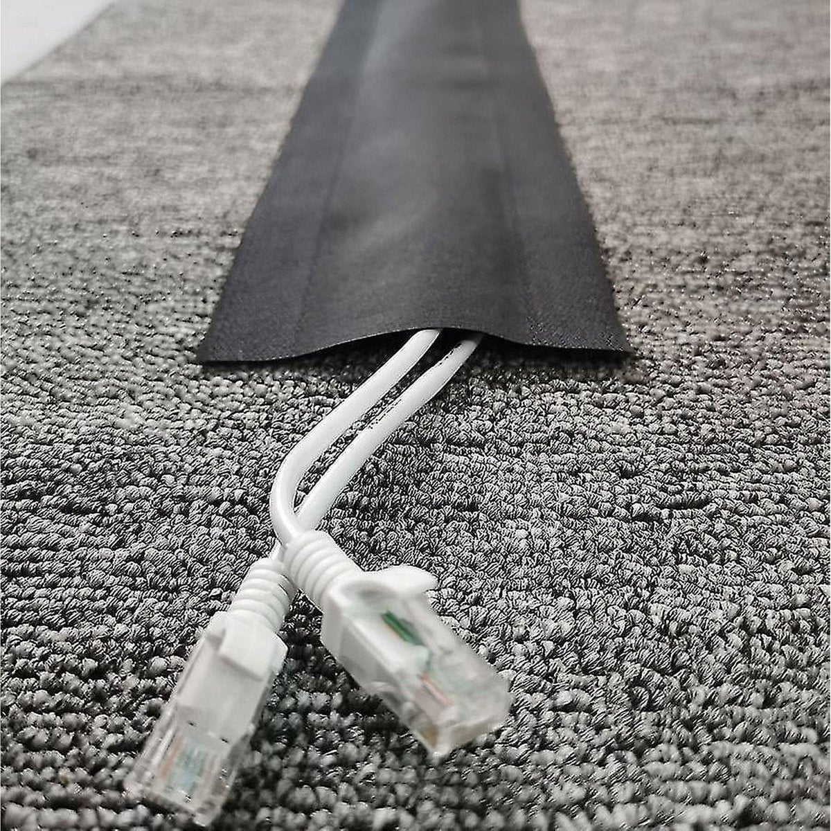 Floor Cable Cover - 20 ft Cord Protector Hook and Loop Storage Sleeve - Used to protect cables and prevent V1188-ZXY-10473