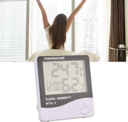 HTC-1 Home Thermometer with Electronic Alarm Clock - Creative Thermometer and Hygrometer with Large Screen - V1188-ZXY-10475