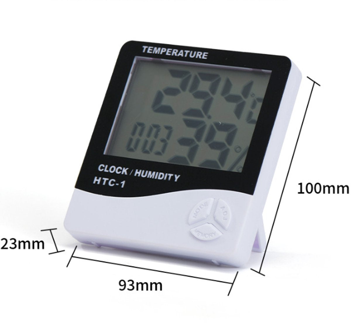 HTC-1 Home Thermometer with Electronic Alarm Clock - Creative Thermometer and Hygrometer with Large Screen - V1188-ZXY-10475