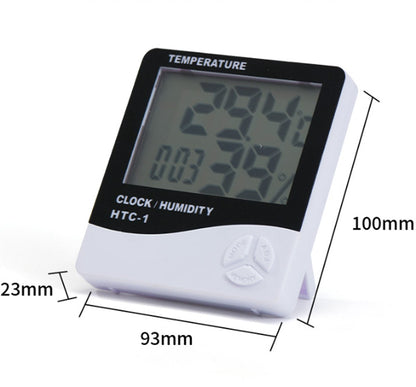 HTC-1 Home Thermometer with Electronic Alarm Clock - Creative Thermometer and Hygrometer with Large Screen - V1188-ZXY-10475