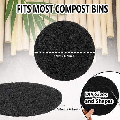 Kitchen Compost Bin Filters - 6-Pack Replacement Countertop Compost Bin Filters - Round 6.7 Inches V1188-ZXY-10485