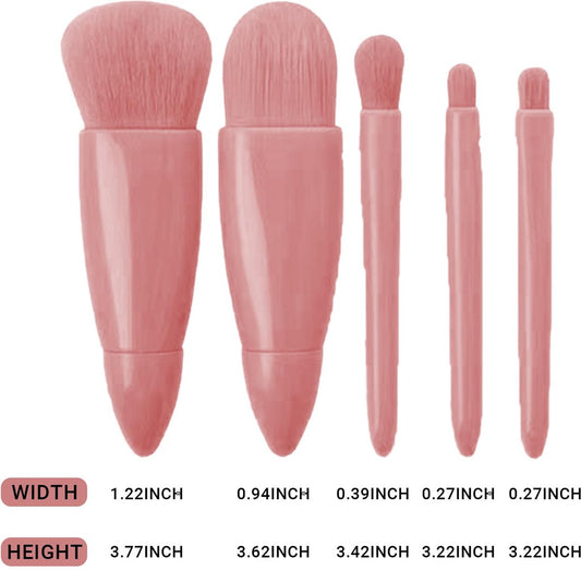 Makeup Brush Set - 5-Pack - Portable - Travel Makeup Brush Set with Mirror Case - Professional Foundation V1188-ZXY-10490