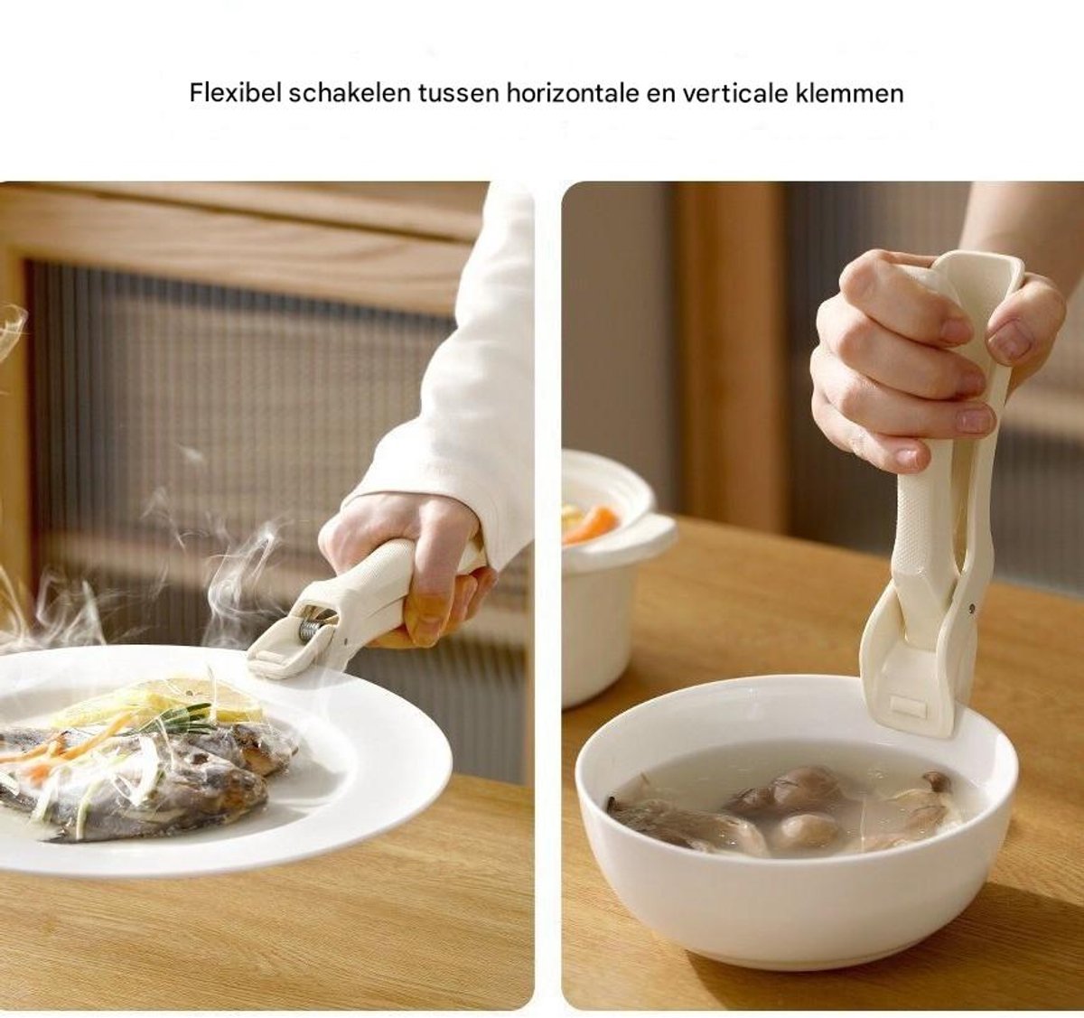 Bowl Clamp - Anti-burn Clamp - Plate Lifter - Kitchen Clamp - Baking Tray Steam Clamp - Beige V1188-ZXY-10496