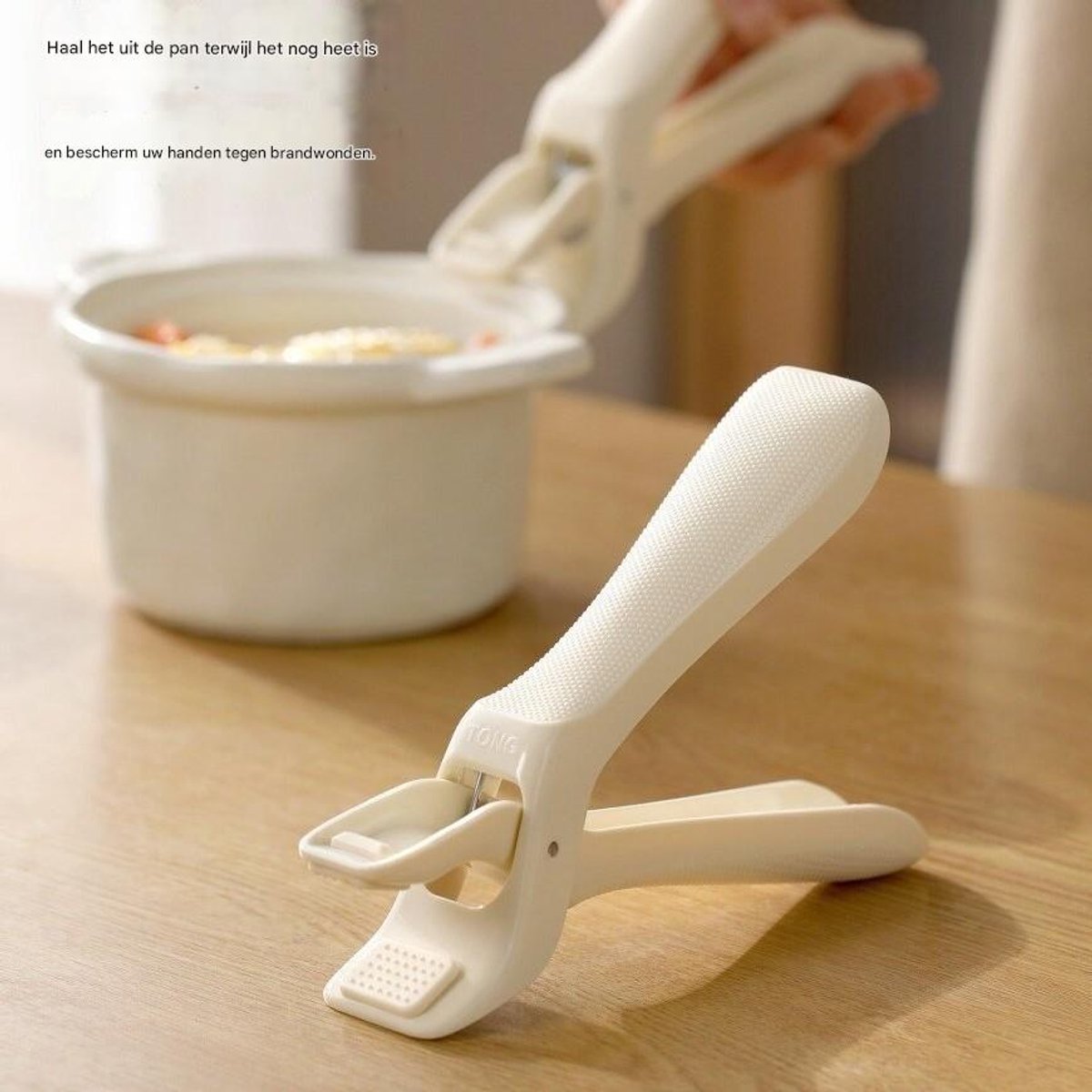 Bowl Clamp - Anti-burn Clamp - Plate Lifter - Kitchen Clamp - Baking Tray Steam Clamp - Beige V1188-ZXY-10496