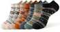 Socks - Fall/Winter Vintage Ethnic Striped Mid-Calf Socks - Breathable - Comfortable - Maillard - Crew Socks V1188-ZXY-10509
