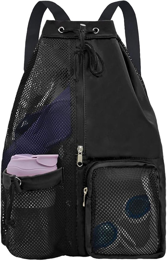 Backpack - Sports Bag - Travel Bag - Training Bag - Swimming Bag - 30*15*45cm - Mesh Material - Drawstring V1188-ZXY-10510