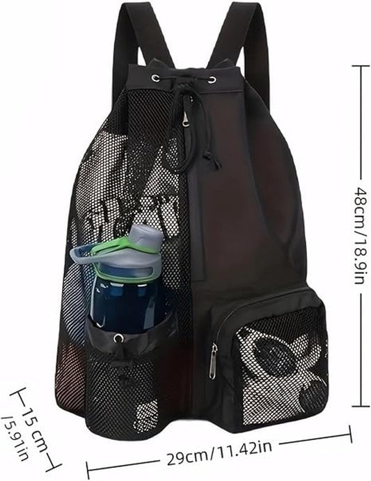 Backpack - Sports Bag - Travel Bag - Training Bag - Swimming Bag - 30*15*45cm - Mesh Material - Drawstring V1188-ZXY-10510